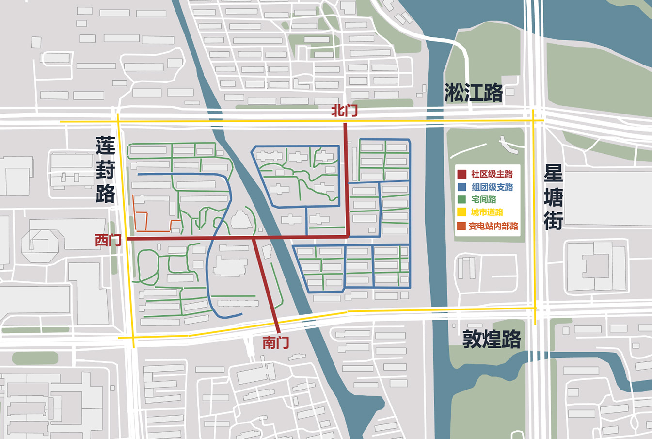 道路等级与水系切割分析图